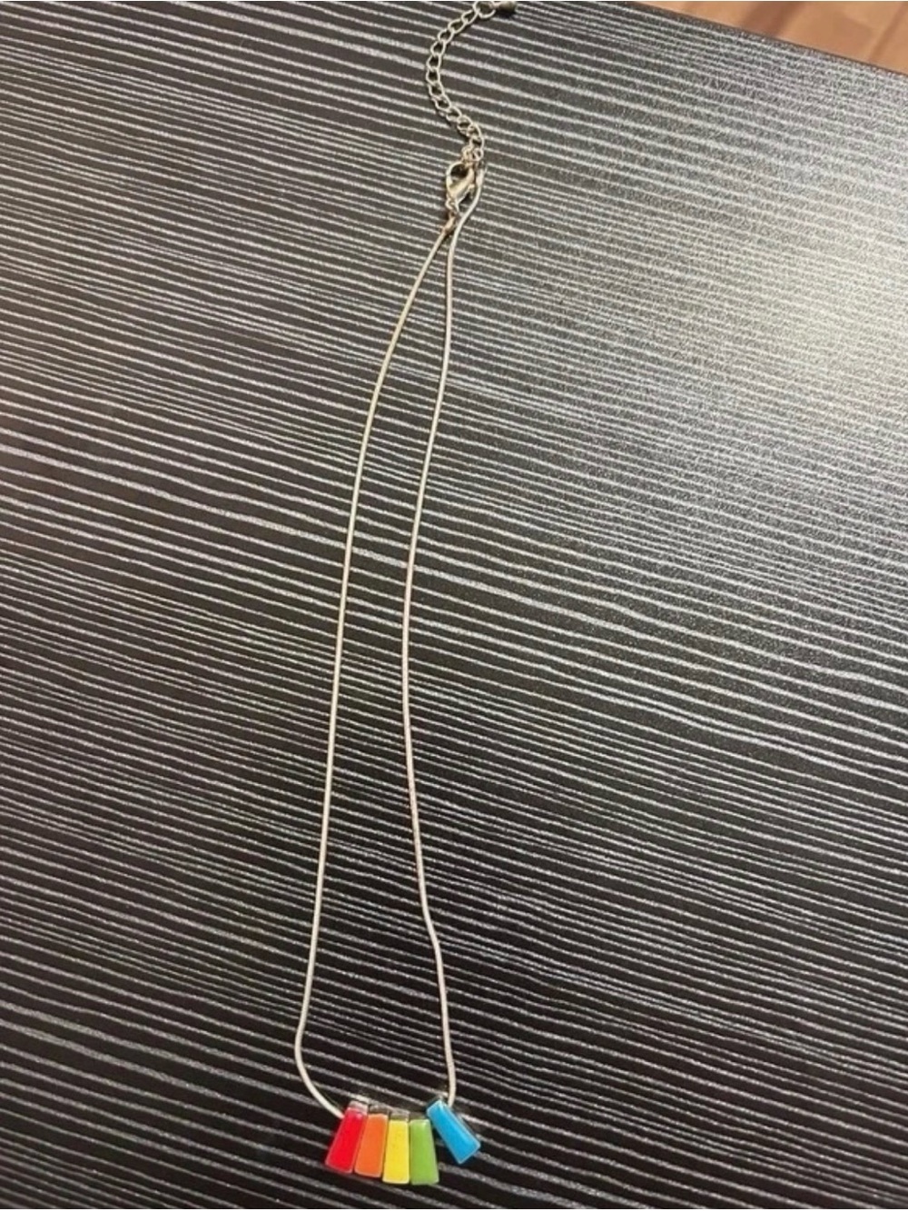 Multi-Color Bar Pendant Necklace - Silver Chain